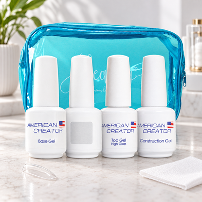 Kit Natural Essentials American Creator de 15 ml apresentado em ambiente profissional de manicure