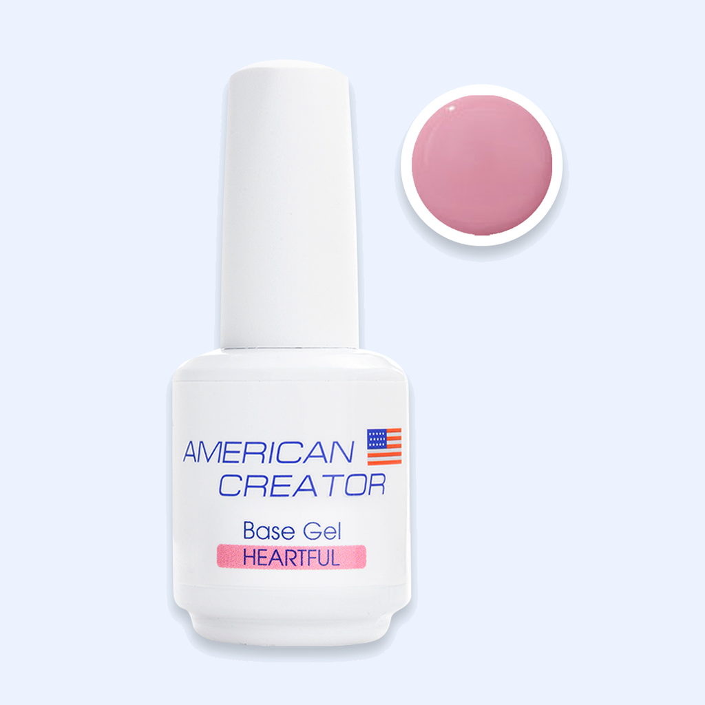 Base Gel Heartful American Creator 15ml com amostra rosa leitoso