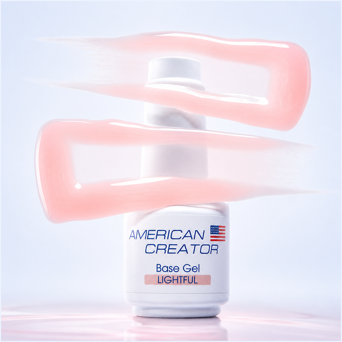 Textura rosa pessego claro translucido da Base Gel Lightful American Creator
