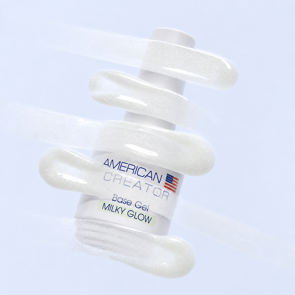Aplicação Base Gel Milky Glow American Creator branco leitoso brilhante