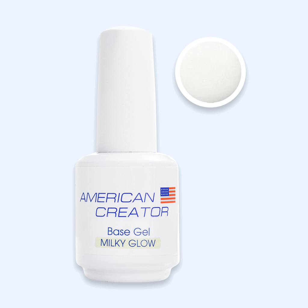 Base Gel Milky Glow American Creator 15ml com amostra branco leitoso brilhante