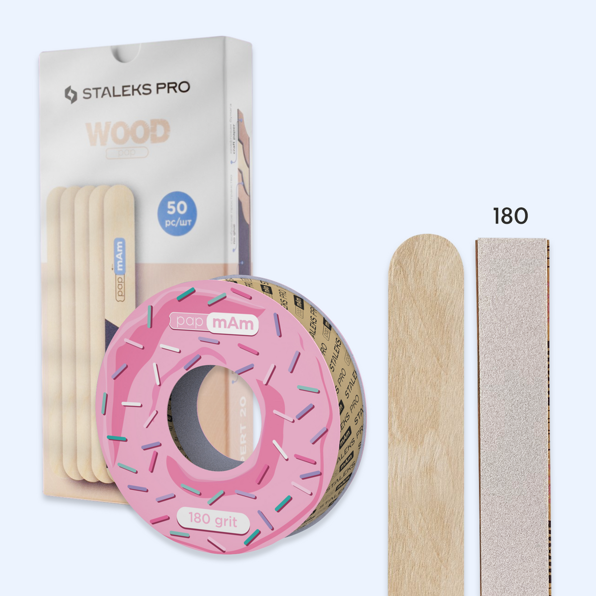 Kit Base de Madeira Staleks EXPERT 20 + Rolo Lixa Descartável papmAm Staleks EXPERT 20