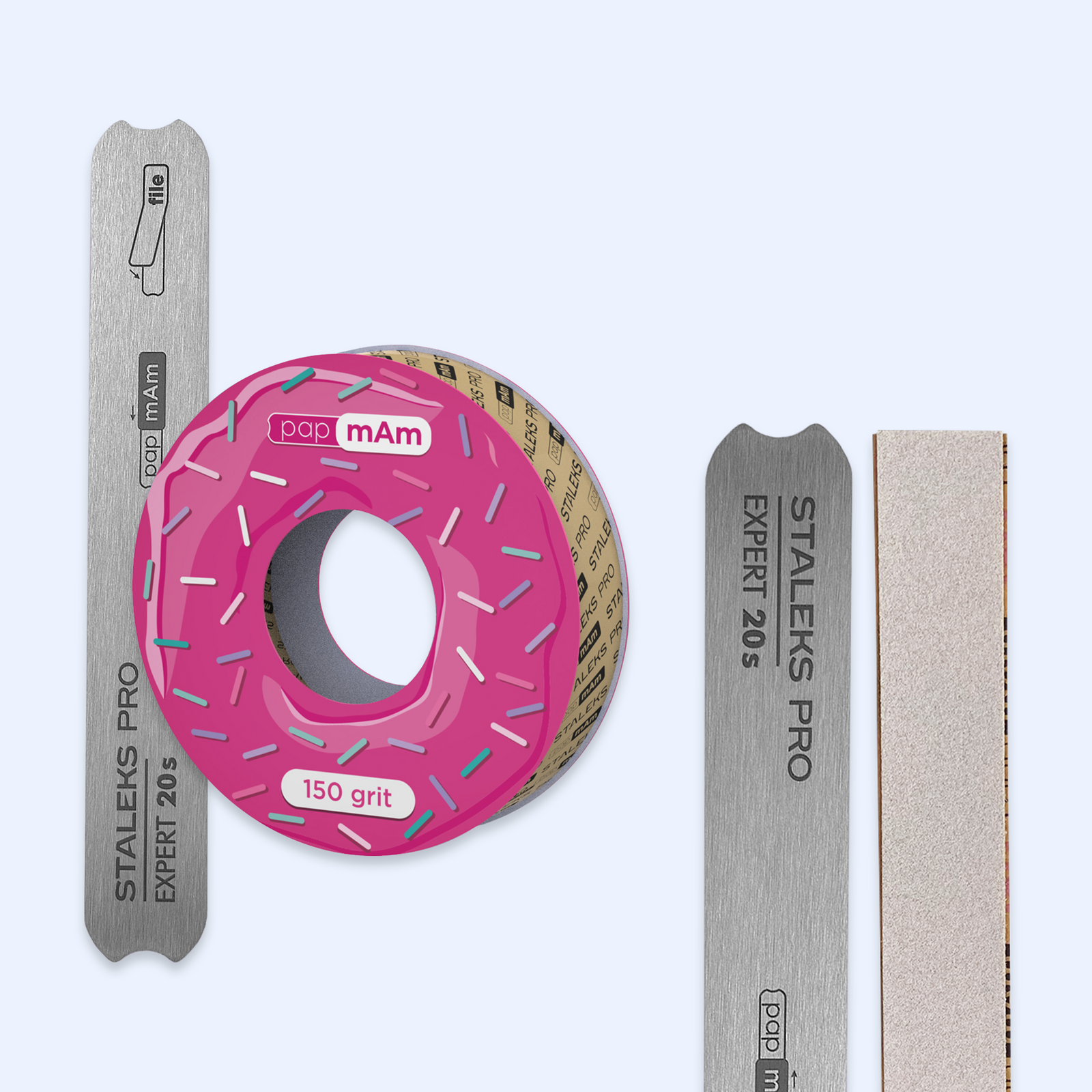 Kit Base de Metal Staleks EXPERT 20s (130mm) + Rolo Lixa Descartável papmAm Staleks EXPERT 20