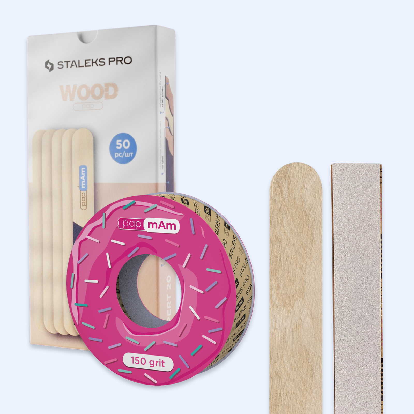 Kit Base de Madeira Staleks EXPERT 20 + Rolo Lixa Descartável papmAm Staleks EXPERT 20