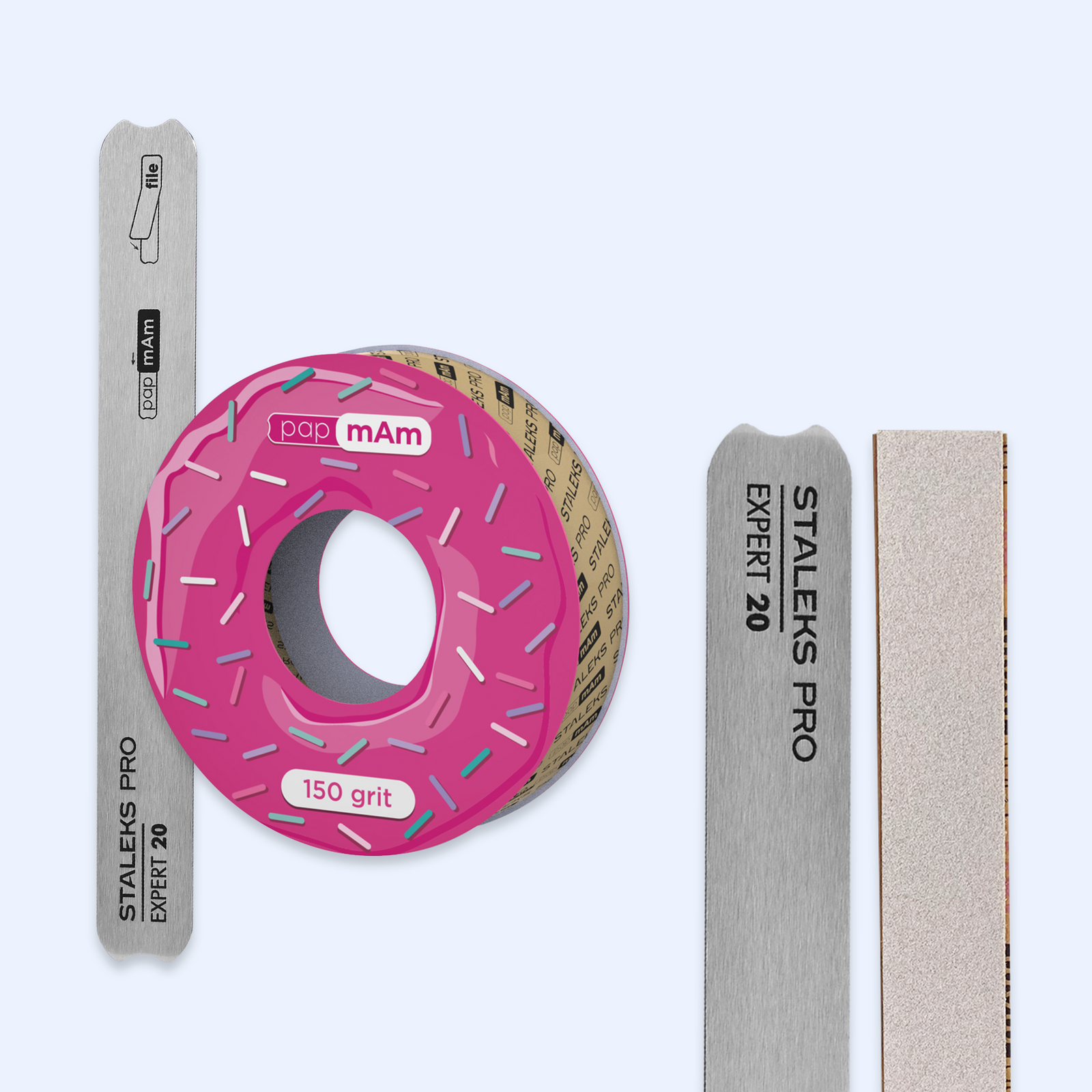 Kit Base de Metal Staleks EXPERT 20 + Rolo Lixa Descartável papmAm Staleks EXPERT 20
