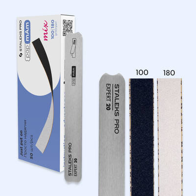 Kit Base de Metal Staleks EXPERT 20 + Lixa Descartável de Dupla Face papmAm Staleks Mix EXPERT 22