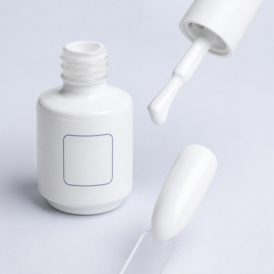 Frasco pincel e swatch do Color Gel Absolute White American Creator branco opaco