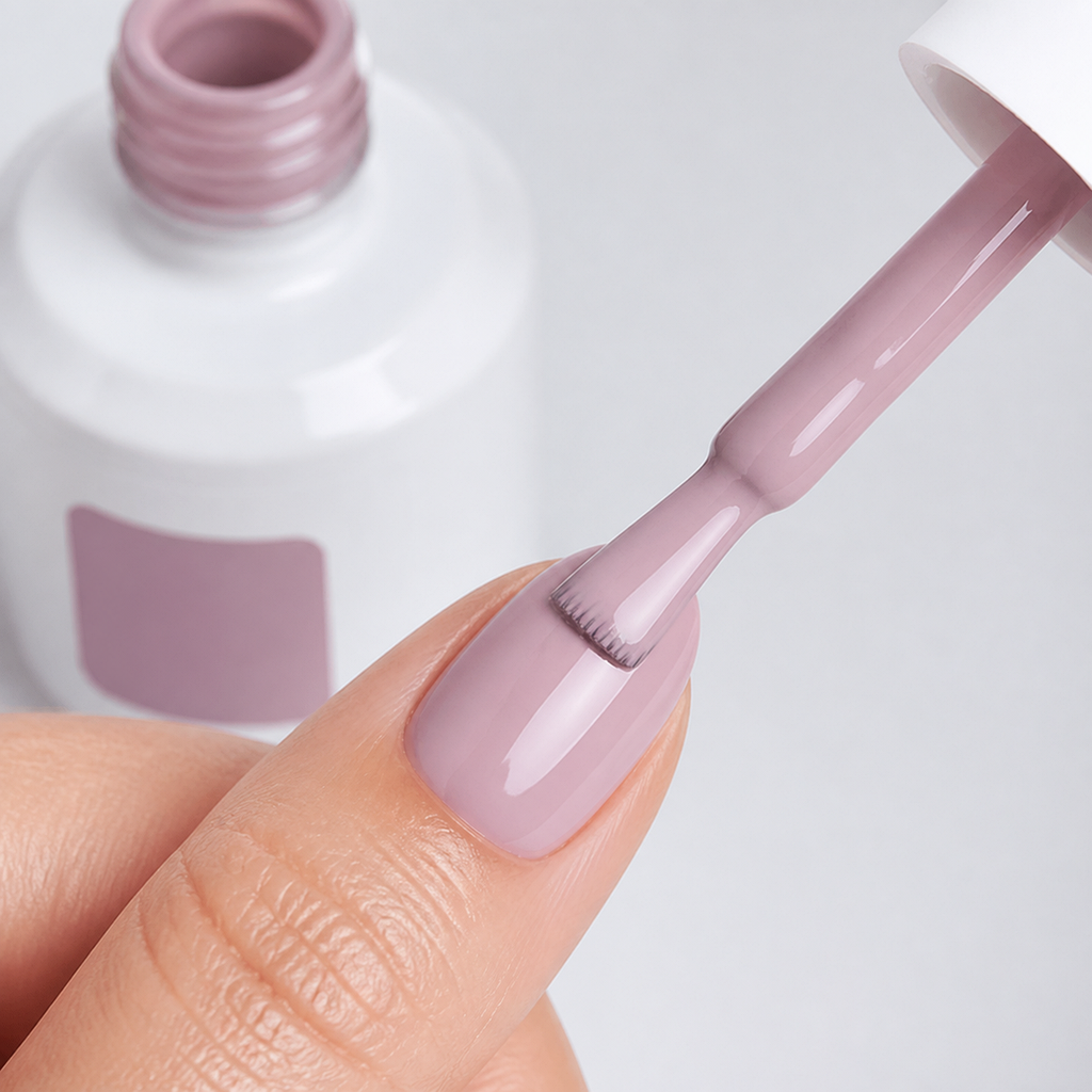 Aplicação do Color Gel Assurance American Creator em unha rosa malva palido