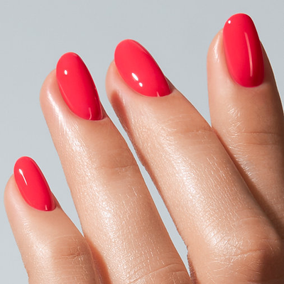 Unhas com Color Gel Chilli American Creator rosa vermelho vivo brilhante