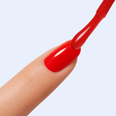 Aplicação do Color Gel Couth American Creator vermelho quente na unha