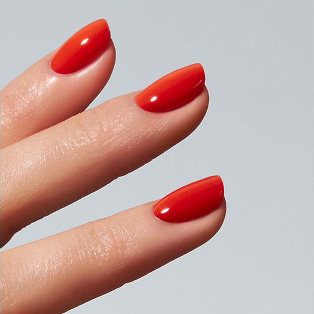 Unhas com Color Gel Couth American Creator vermelho quente brilhante