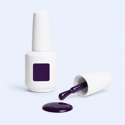 Frasco, aplicador e swatch do Color Gel Haze American Creator ameixa escuro