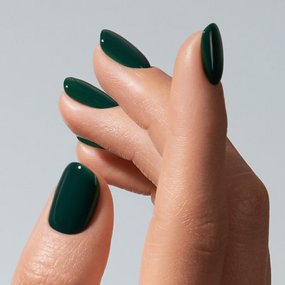 Unhas com Color Gel Iguana American Creator verde petróleo escuro brilhante