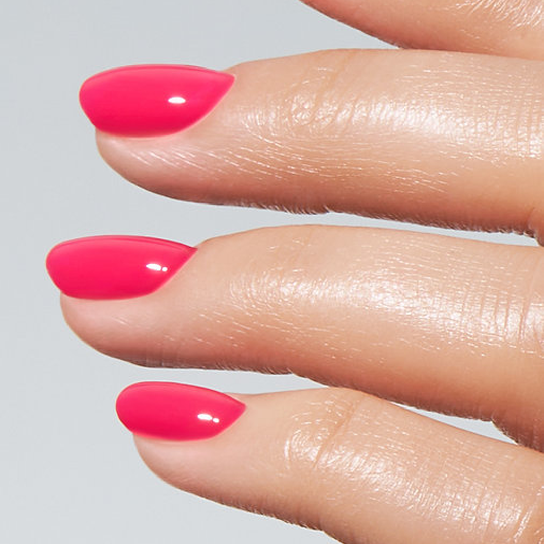 Unhas com Color Gel LadyBird American Creator rosa vermelho vivo brilhante