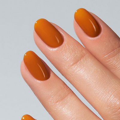 Unhas com Color Gel Leather American Creator caramelo terracota brilhante