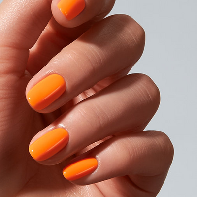 Unhas com Color Gel Prairie American Creator laranja vivo brilhante