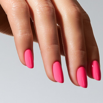 Unhas com Color Gel Starfish American Creator em rosa fucsia vivo brilhante