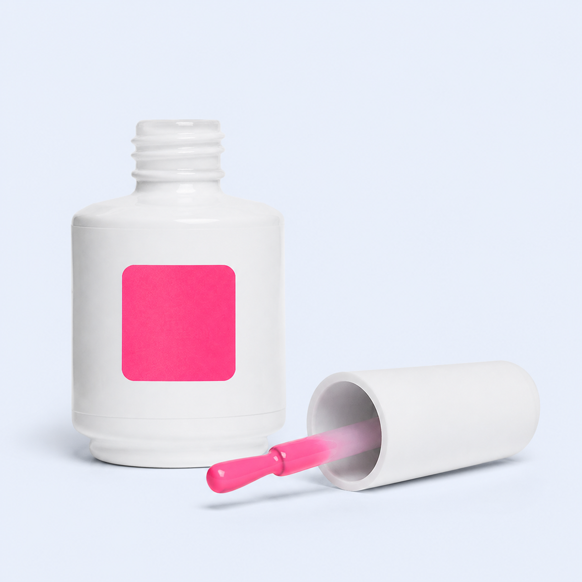 Frasco aberto e aplicador do Color Gel Tongue American Creator rosa fucsia vivo