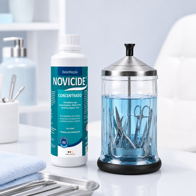 Kit Jarro de Desinfecao Novicide com jarro FBeauty e instrumentos