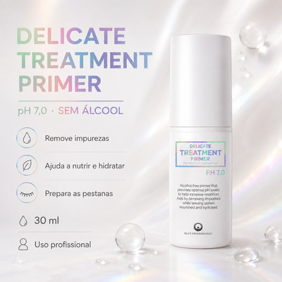 Dlux Delicate Treatment Primer 30 ml com benefícios apresentados em português