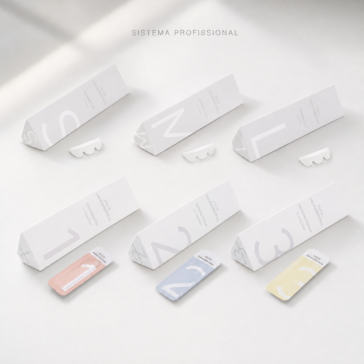Seis produtos individuais do sistema profissional Dlux Illumination Lift