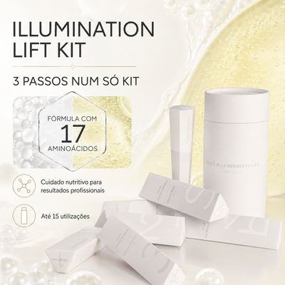 Kit Dlux Illumination Lift com informação em português sobre 17 aminoácidos