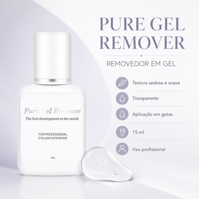 Removedor Dlux Pure Gel com características apresentadas em português
