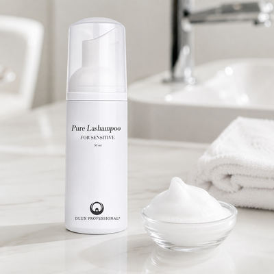 Dlux Espuma de limpeza para pestanas Pure ECO em ambiente profissional