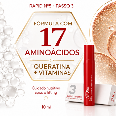 Dlux Rapid Nº5 Step 3 com informação em português sobre 17 aminoácidos