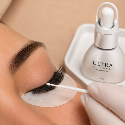 Dlux Ultra Bonder aplicado na zona de ligação das extensões de pestanas