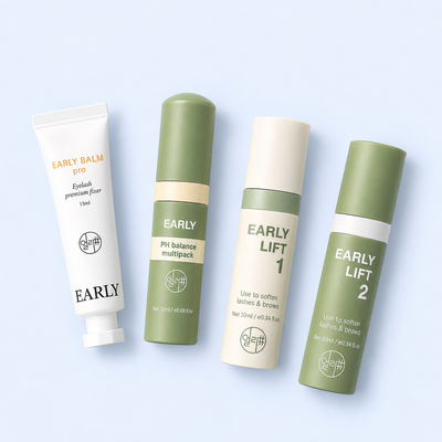 Early Lift Refill Full em composição plana com os quatro consumíveis