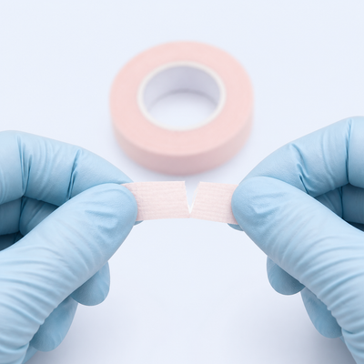 Demonstração de corte da fita em papel respirável 1,2 cm