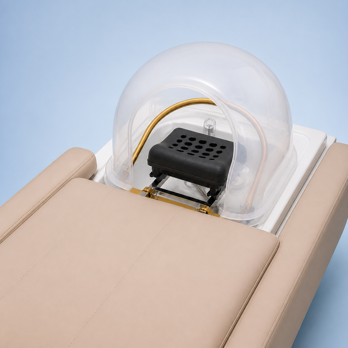 Cúpula transparente de vapor para Head Spa com entrada voltada para a cama