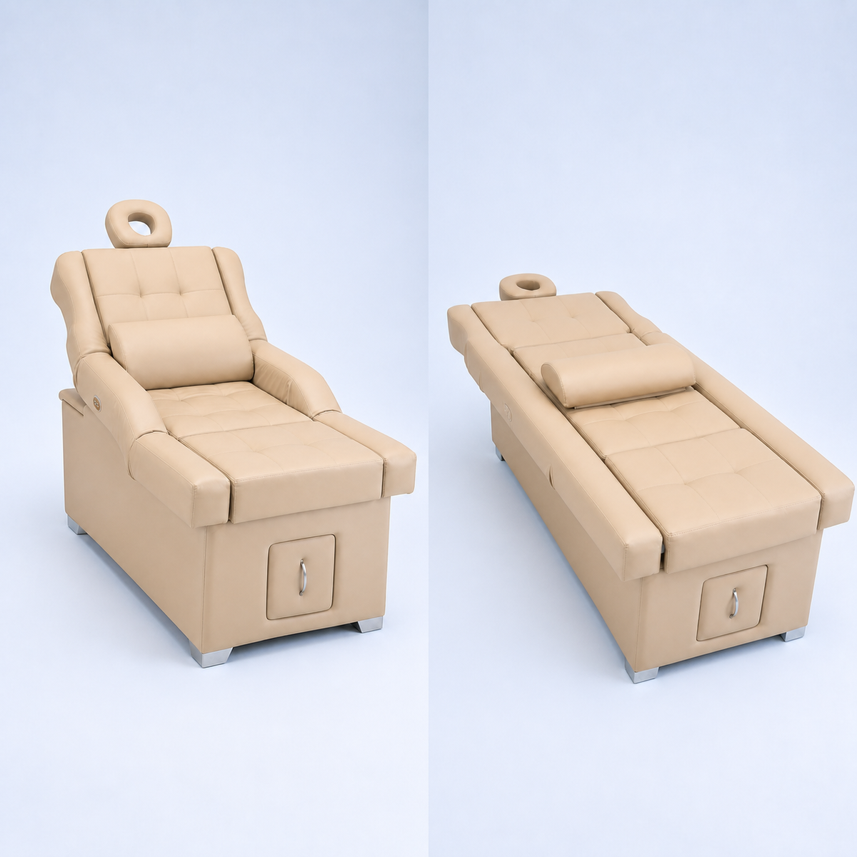Head Spa FB Comfy nas posições sentada e reclinada