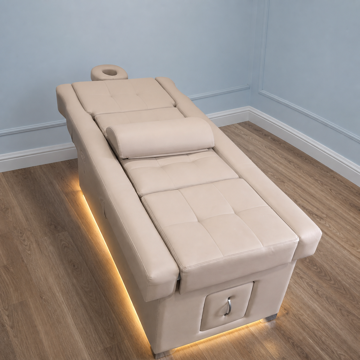 Iluminação ambiente âmbar na base da Head Spa FB Comfy