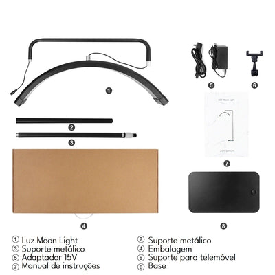 Componentes do kit Iluminacao LED FB Moon Lamp Branca
