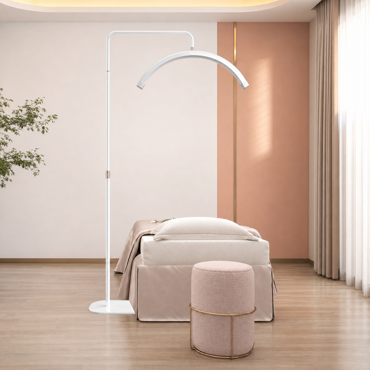 Iluminacao LED FB Moon Lamp Branca em sala de estetica