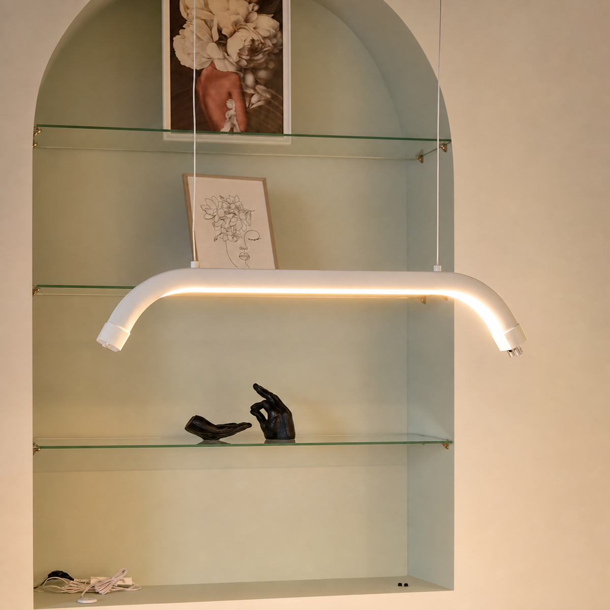 Iluminacao Led FB Skylight Branca em estudio com luz quente