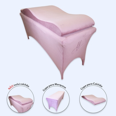 Kit Capa para marquesa de veludo + Capa para colchão FB - Rosa Velho