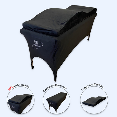 Kit Capa para marquesa de veludo + Capa para colchão FB - Preta