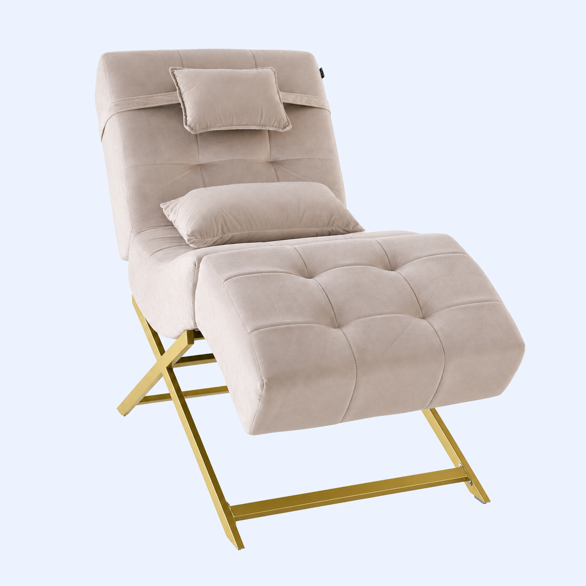 Lash Bed FB Comfy bege em veludo com estrutura dourada - vista principal