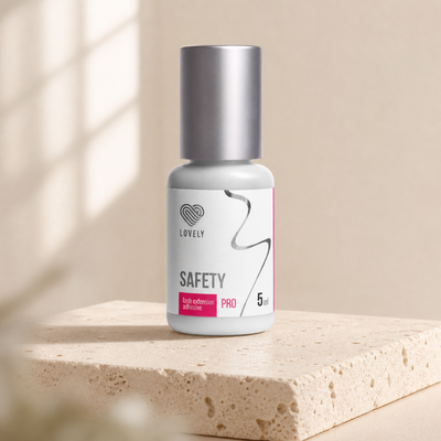 Cola Safety Lovely — apresentação profissional sobre base de pedra clara; SKU 15520246