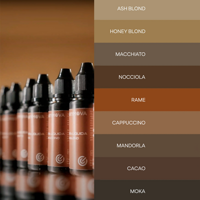 Escala dos nove tons de Tinta Líquida Maxymova com destaque para Ash Blond