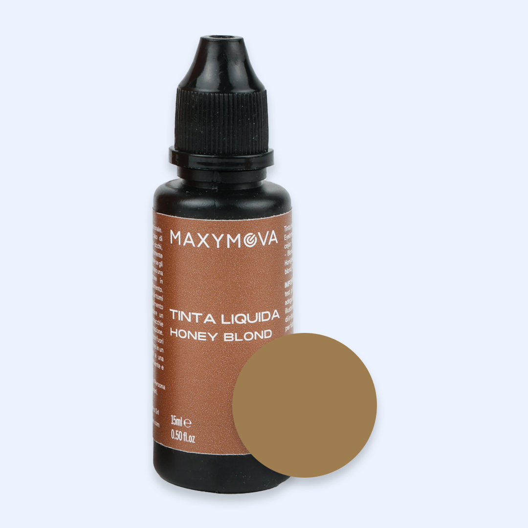 Tinta Líquida Maxymova Honey Blond com amostra do tom louro mel quente