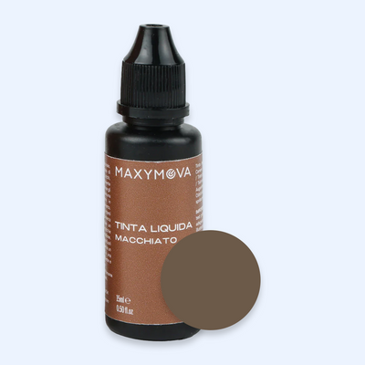 Tinta Líquida Maxymova Macchiato com amostra do tom castanho acinzentado