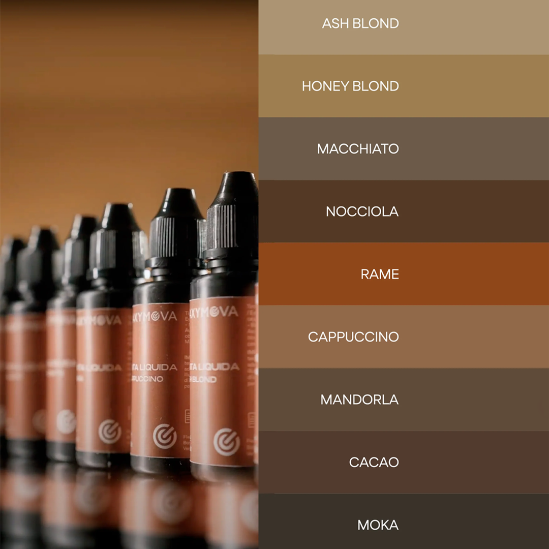 Escala dos nove tons de Tinta Líquida Maxymova com destaque para Rame
