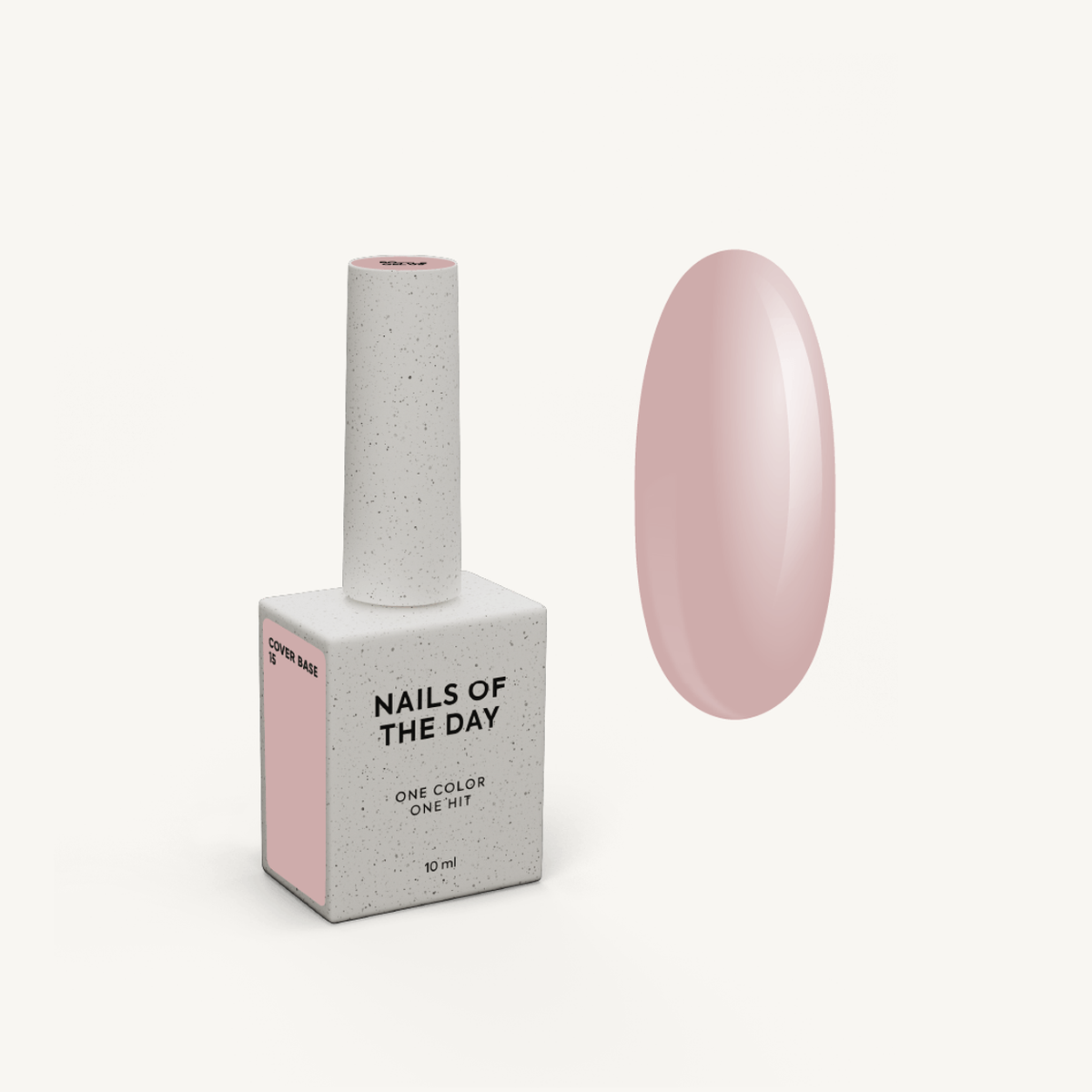 Cover Base 15 Nails Of The Day com frasco e amostra oficial em tom nude natural
