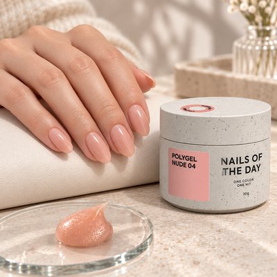 Resultado de manicure com Polygel Nude 04 Nails Of The Day em tom nude bege clássico