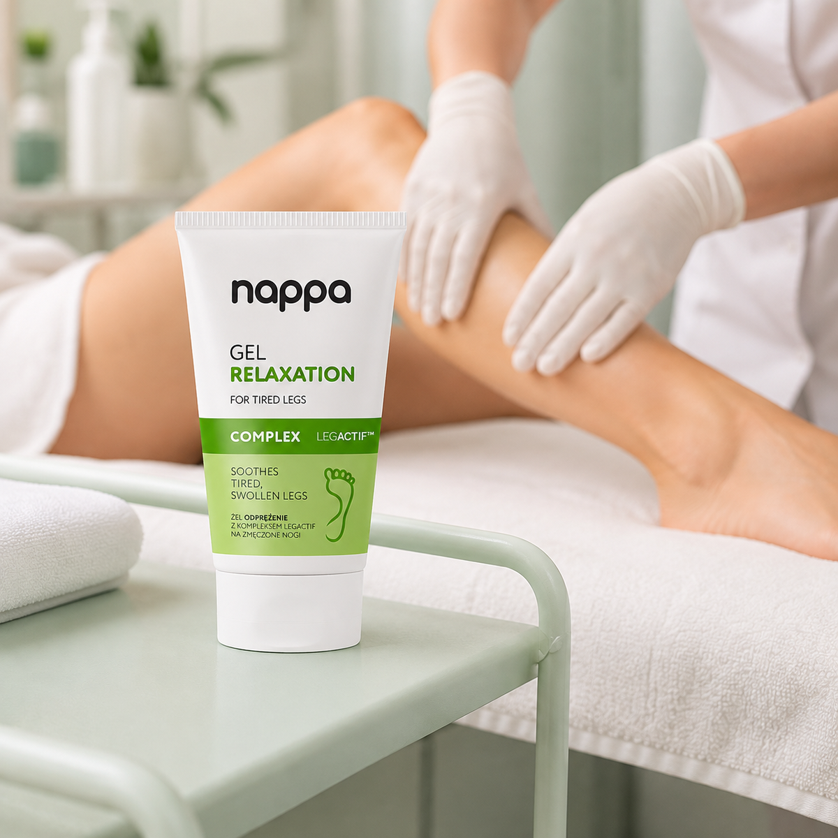 Nappa Legactif 150 ml num ambiente de pedicure e cuidado dos pés