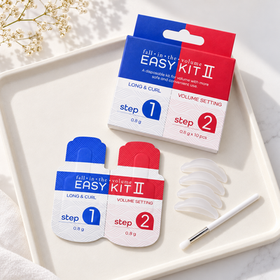 Conteúdo do Neicha Fall in the Volume Easy Kit II organizado numa bandeja de lifting